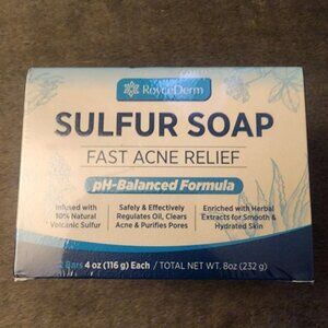 RoyceDerm 10% Sulfur Soap x 2 BARS: Fast Acne Relief Perioral Dermatitis ~ 8 oz